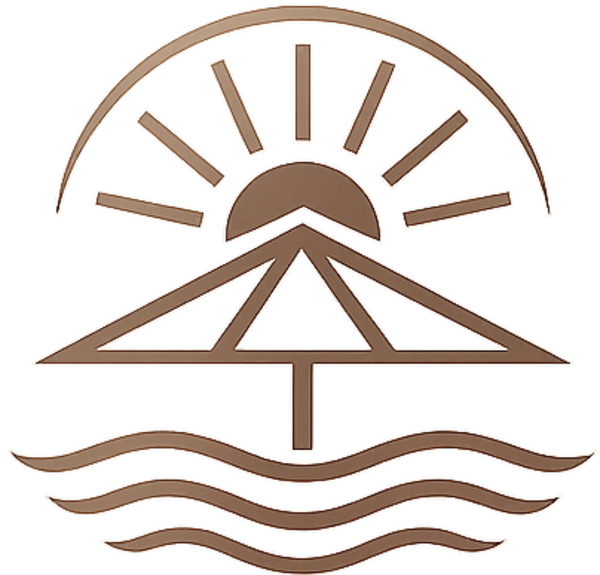 Herr Ober emblem: parasol, sun and waves